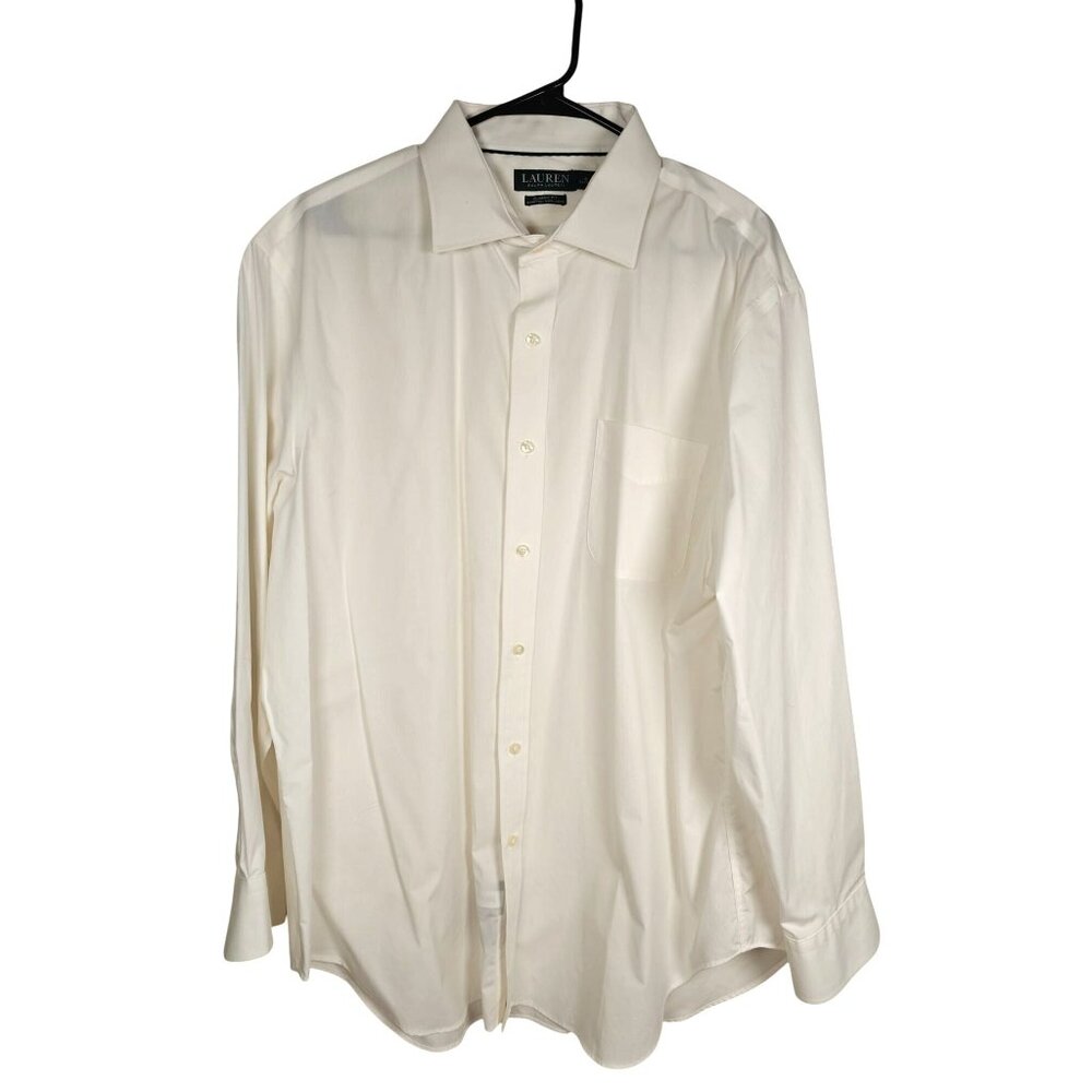 Lauren Ralph Lauren Men's Classic Fit Stretch Non-Iron Dress Shirt Size 18 White